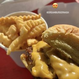 Fries + burger Fries + burger