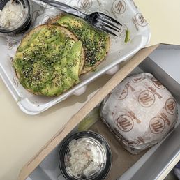Avocado toast and hummus veg-out bagels