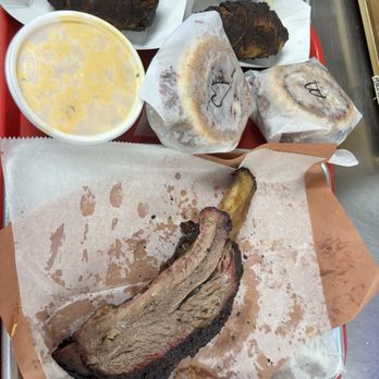 Mesquite Bbq Since 1959 - Dino rib, brisket sandwich, jalapeño poppers with Mac and cheese. - Barbeque Near Me - Mesquite, Texas