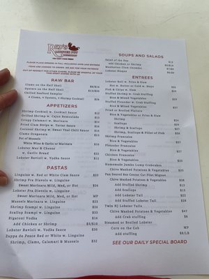 Menu photo 5 Red's Lobster Pot Restaurant Point Pleasant Beach, NJ