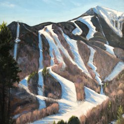 Adirondack Paintings: Sandra Hildreth - Whiteface, Spring Skiing, oil, 20x16, plein air, $1300