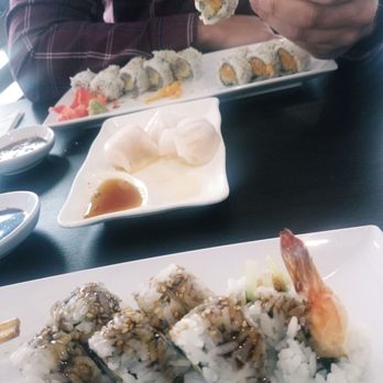 Hiro Hibachi Express and Sushi - Top - Yellowtail & Spicy Tuna Rolls Middle - Shumai (Shrimp Dumplings) Bottom - Shrimp Tempura Rolls - Japanese Near Me - Fishers, Indiana