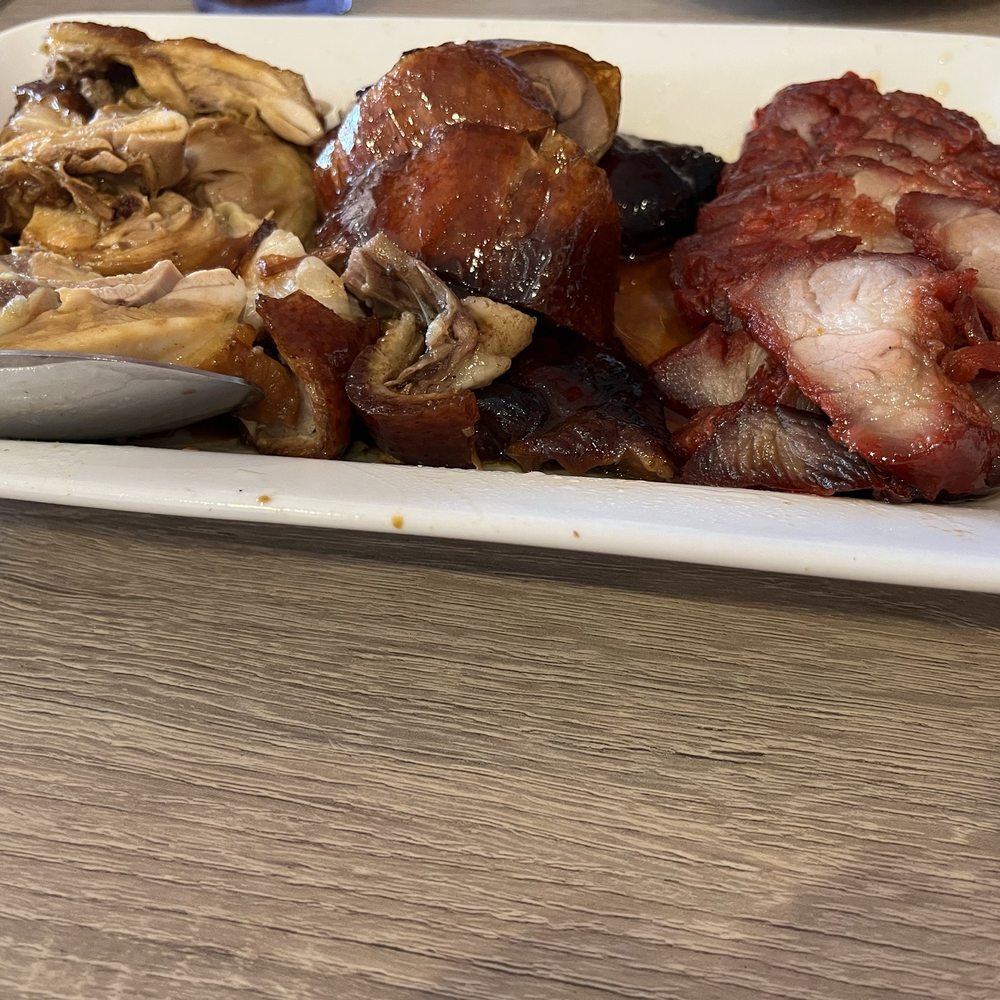 HK BBQ House - Triple 14. Three Item Combination Platter | 燒臘三拼 with Soy Sauce Chicken, Roasted Duck, and Honey BBQ Pork. - Cantonese Near Me - Riverside, California HK BBQ House - Triple 14. Three Item Combination Platter | 燒臘三拼 with Soy Sauce Chicken, Roasted Duck, and Honey BBQ Pork. - Cantonese Near Me - Riverside, California