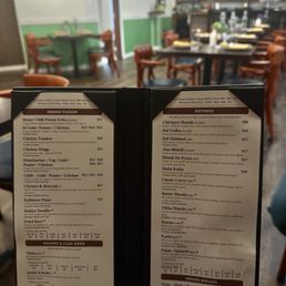Menu and dining room Menu and dining room