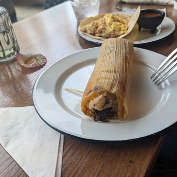 Cucharita - Tamal con pollo en mole and jamon and huevo taco. - Bakeries Near Me - Houston, Texas Cucharita - Tamal con pollo en mole and jamon and huevo taco. - Bakeries Near Me - Houston, Texas