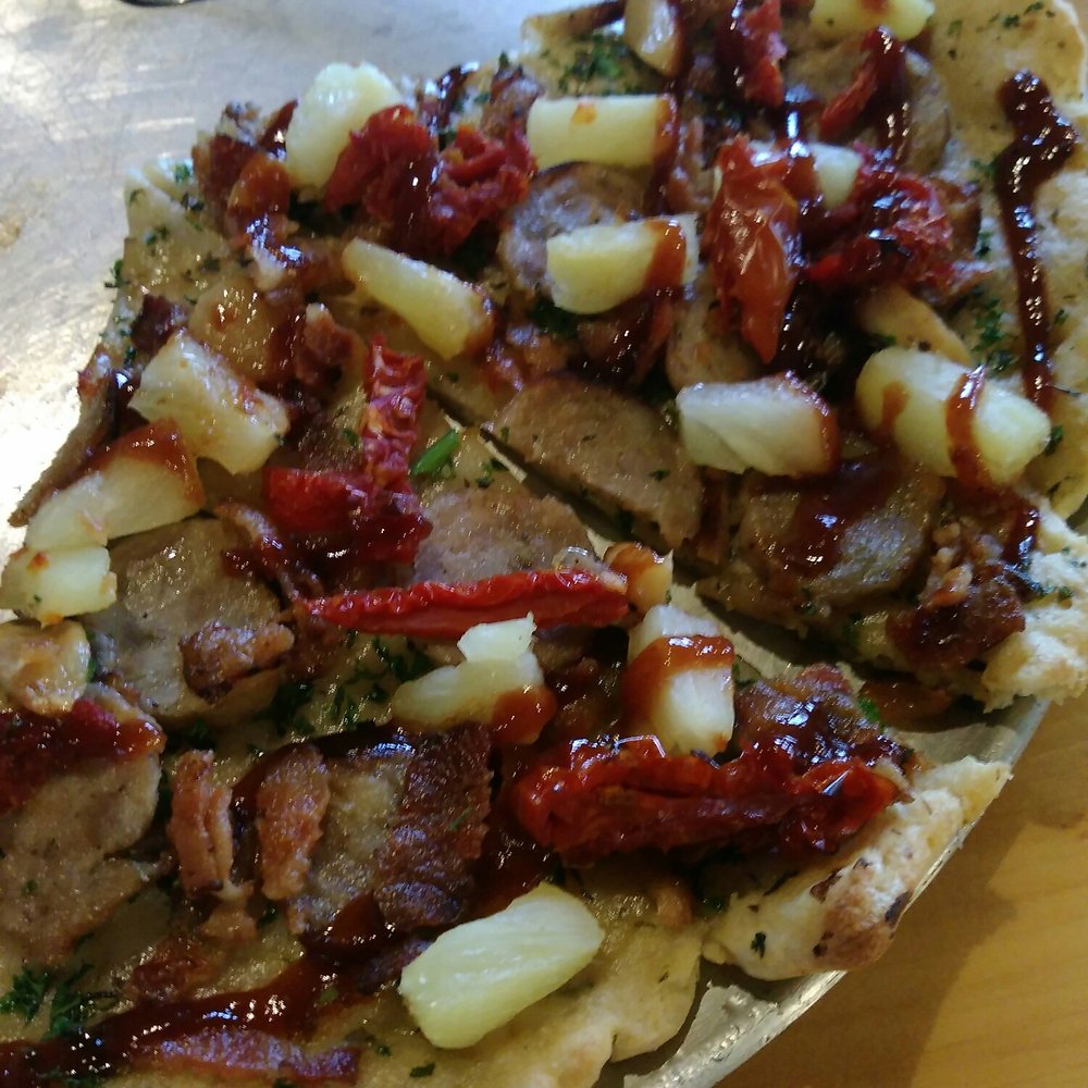 Rosco's Pizza - Gluten free dairy free pizza!! BBQ sauce,olive oil,sausage,bacon,garlic,sundried tomatoes and pineapple. - Pizza Near Me - Ninilchik, Alaska Rosco's Pizza - Gluten free dairy free pizza!! BBQ sauce,olive oil,sausage,bacon,garlic,sundried tomatoes and pineapple. - Pizza Near Me - Ninilchik, Alaska