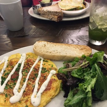 First Watch - Salmon and veggie frittata...fantastic except the dressing on the greens - Breakfast & Brunch Near Me - Frisco, Texas First Watch - Salmon and veggie frittata...fantastic except the dressing on the greens - Breakfast & Brunch Near Me - Frisco, Texas