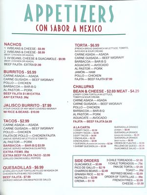 Menu photo 1 Nuestro Mexico San Antonio, TX