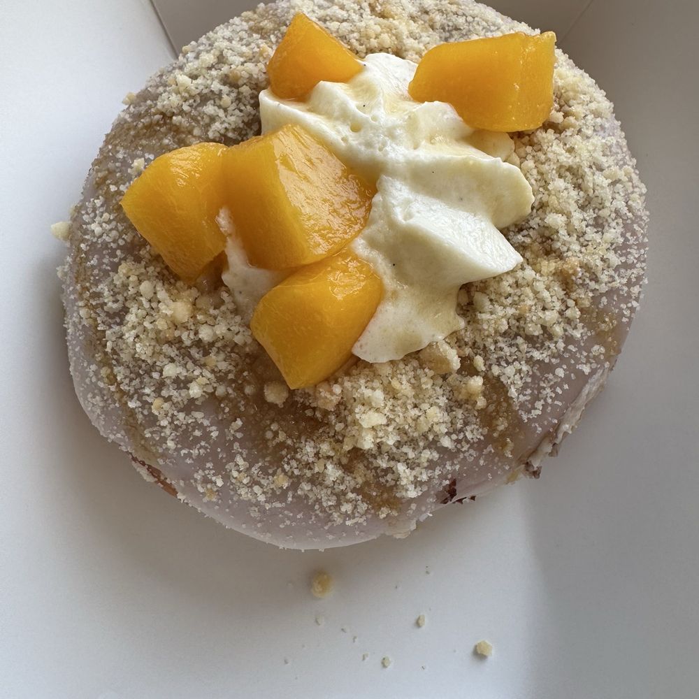 The Goods - Seasonal peach donut - Donuts Near Me - Carlsbad, California The Goods - Seasonal peach donut - Donuts Near Me - Carlsbad, California