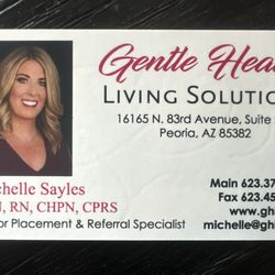 Gentle Hearts Living Solutions - Here's her business card.