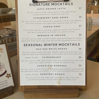 Jaffa Coffee Roasters - Menu as of March 2026 - Coffee & Tea Near Me - Berkeley, California