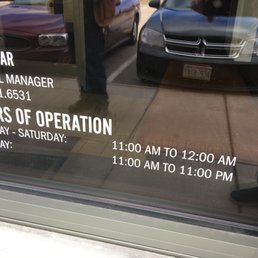 Hours of operation, adjacent to the front entry. Hours of operation, adjacent to the front entry.