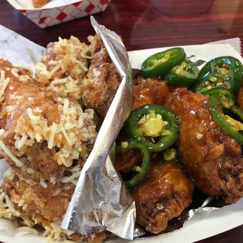 SoCal Wings - Left: Garlic Parmesan Wings, Right: House Special - Chicken Wings Near Me - Westminster, California SoCal Wings - Left: Garlic Parmesan Wings, Right: House Special - Chicken Wings Near Me - Westminster, California