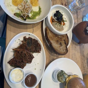 Launderette - Brunch Potato Latkes, Brunch Plancha Burger Specialty, Turkish egg, - New American Near Me - Austin, Texas