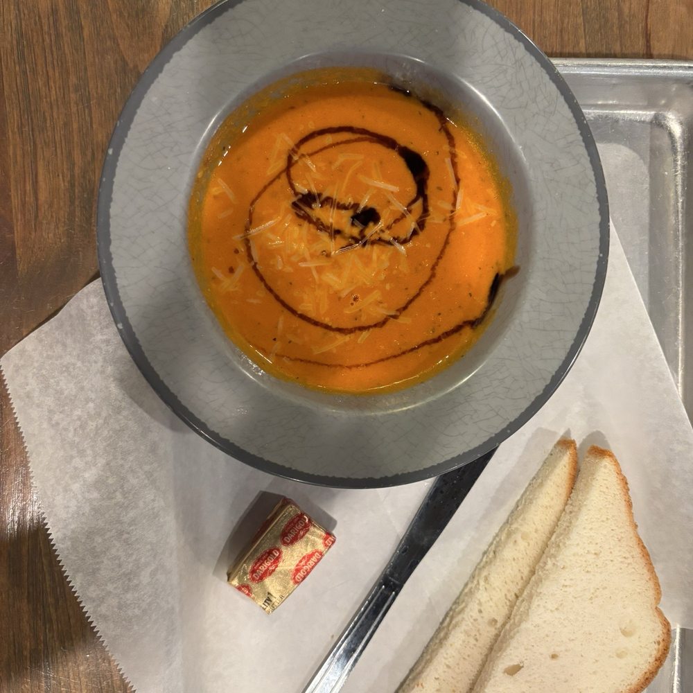 Tomato soup with GF toast Tomato soup with GF toast