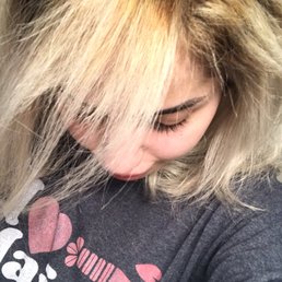 Brassy, orange and not blended Brassy, orange and not blended