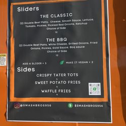Smash Bros - Soft opening menu