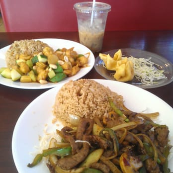 Gold Chef - Mongolian beef and Kung Pao chicken. Yummy ice coffee in the back. - Chinese Near Me - Chandler, Arizona