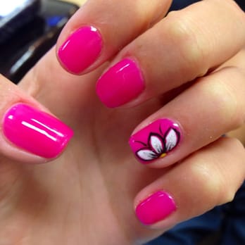 Queen Marys Nails - Gel manicure I got here, with design on one finger - Nail Salons Near Me - Ronkonkoma, New York Queen Marys Nails - Gel manicure I got here, with design on one finger - Nail Salons Near Me - Ronkonkoma, New York