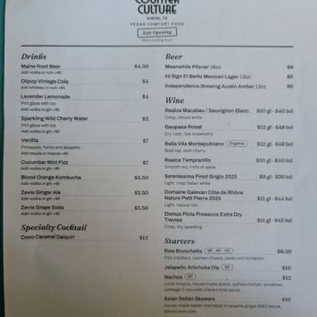 Counter Culture - Soft opening drink and app menu - Vegan Near Me - Austin, Texas Counter Culture - Soft opening drink and app menu - Vegan Near Me - Austin, Texas