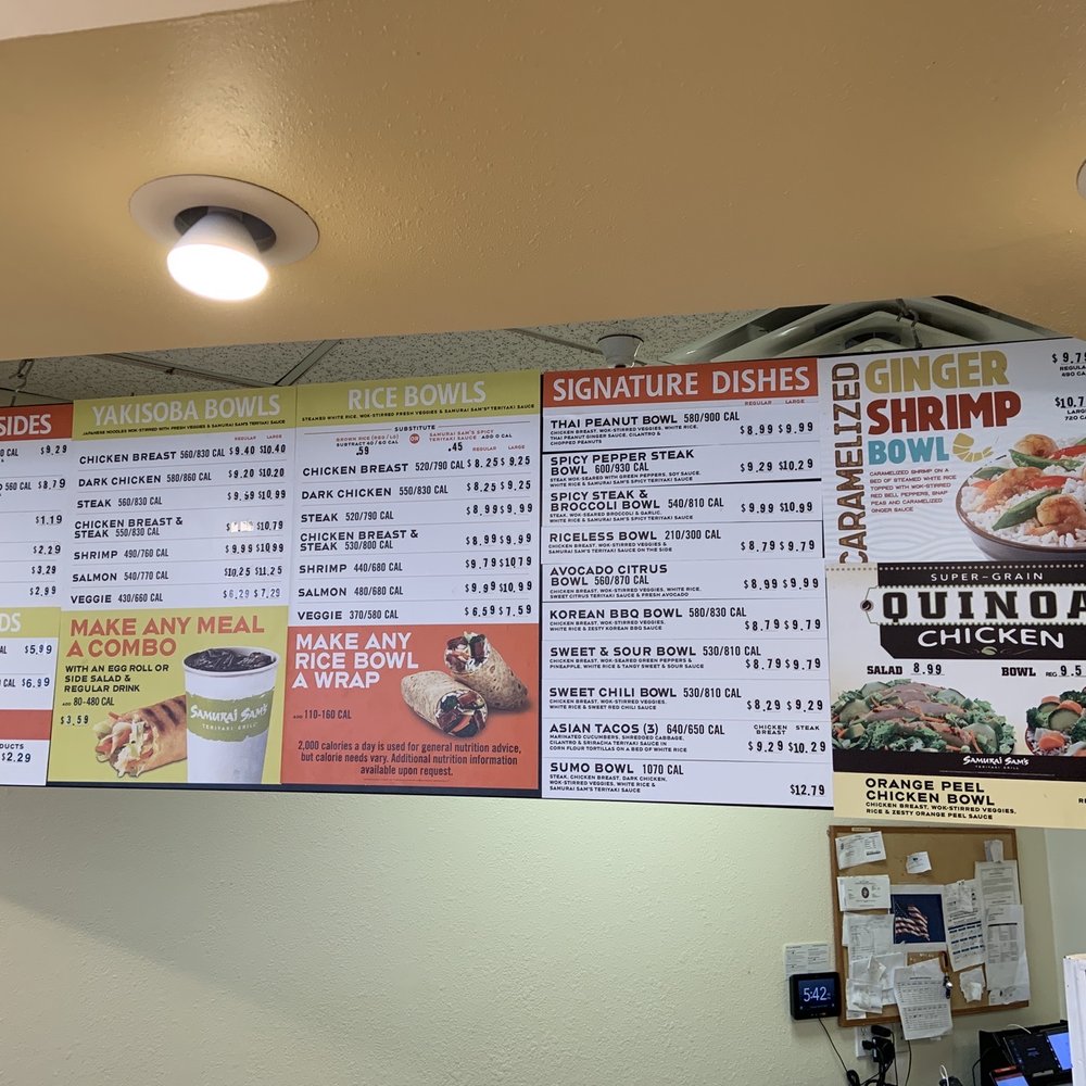 Samurai Sam's - Menu board - Japanese Near Me - Scottsdale, Arizona Samurai Sam's - Menu board - Japanese Near Me - Scottsdale, Arizona