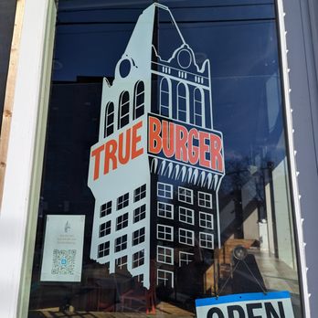 TrueBurger - Outside. Window logo. - Burgers Near Me - Oakland, California