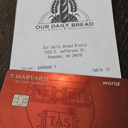 The Bill with my credit card I used to pay it.