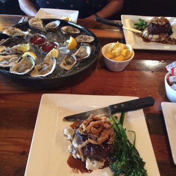 The Taylor County Taphouse - 2nd dozen & our 8oz Filet on garlic mashed potatoes with seasoned broccoletts - Bars Near Me - Abilene, Texas The Taylor County Taphouse - 2nd dozen & our 8oz Filet on garlic mashed potatoes with seasoned broccoletts - Bars Near Me - Abilene, Texas