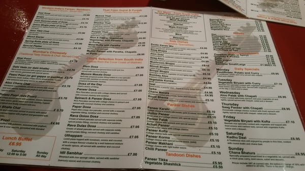 Menu photo 1 Ravi Shankar London, XGL Menu photo 1 Ravi Shankar London, XGL
