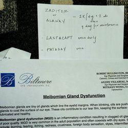 Biltmore Eye Physicians - Printed and Dr. Villareal written notes for home.