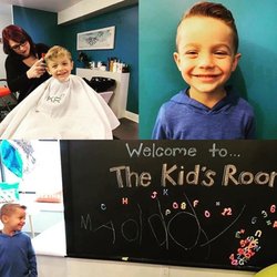The Kid's Room - Maddox really enjoyed playing on our chalkboard wall after he had his haircut.  Check out his before & after!