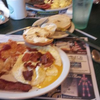 Metro Diner - 10.26.2017 eggs over easy, hash browns and three strips of bacon. Little extra got me a toasted bagel with cream cheese that's Brads breaky - Breakfast & Brunch Near Me - Jacksonville, Florida Metro Diner - 10.26.2017 eggs over easy, hash browns and three strips of bacon. Little extra got me a toasted bagel with cream cheese that's Brads breaky - Breakfast & Brunch Near Me - Jacksonville, Florida