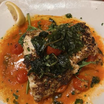Gusto Italiano - Halibut encrusted with pecans on a bed of spinach - Italian Near Me - Glenview, Illinois