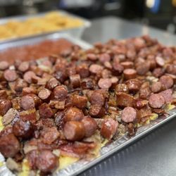 Satsuma Chevron BBQ - Large pan of breakfast gumbo