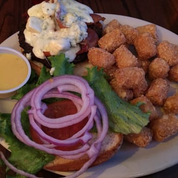 Pawn Shop Pub - Black and blue broker with black bean burger (and bacon) with tots - Pubs Near Me - Indianapolis, Indiana Pawn Shop Pub - Black and blue broker with black bean burger (and bacon) with tots - Pubs Near Me - Indianapolis, Indiana