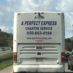 A Perfect Express - Unsafe bus. One light only working. Who lets a public bus out like this????