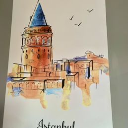 a watercolor drawing of a castle