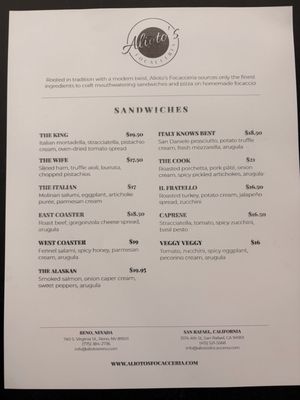 Menu photo 2 Alioto’s Focacceria Reno, NV