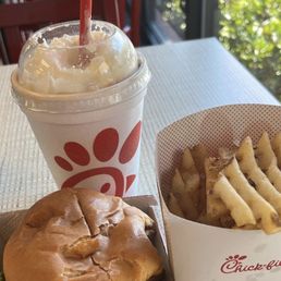 Chicken deluxe, fries, shake.