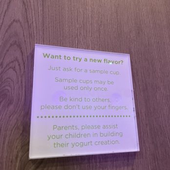 Yogurtland - Sample sign - while employee refused to give us sample cups 12/6/25 - Ice Cream & Frozen Yogurt Near Me - San Diego, California Yogurtland - Sample sign - while employee refused to give us sample cups 12/6/25 - Ice Cream & Frozen Yogurt Near Me - San Diego, California