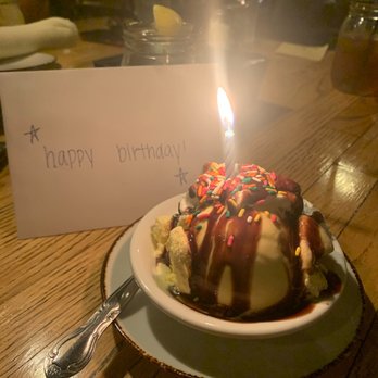 Orange County Mining Company - Birthday sundae with a birthday card signed by the staff - Steakhouses Near Me - Orange, California Orange County Mining Company - Birthday sundae with a birthday card signed by the staff - Steakhouses Near Me - Orange, California