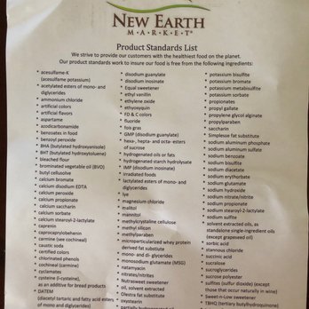 New Earth Market - List of ingredients they screen for in product purchasing - Health Markets Near Me - Chico, California New Earth Market - List of ingredients they screen for in product purchasing - Health Markets Near Me - Chico, California