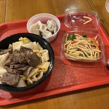 Old Xi'an - Spicy beef hand-ripped noodles, steamed pork dumplings, shredded potato - Chinese Near Me - New York, New York Old Xi'an - Spicy beef hand-ripped noodles, steamed pork dumplings, shredded potato - Chinese Near Me - New York, New York