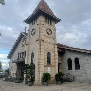 St Joseph Church - Church entrance showing European bell tower designed by Jozef van Oort in 1941 - Churches Near Me - Waipahu, Hawaii
