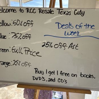 RCC Resale - the dry erase board - Thrift Stores Near Me - Texas City, Texas RCC Resale - the dry erase board - Thrift Stores Near Me - Texas City, Texas