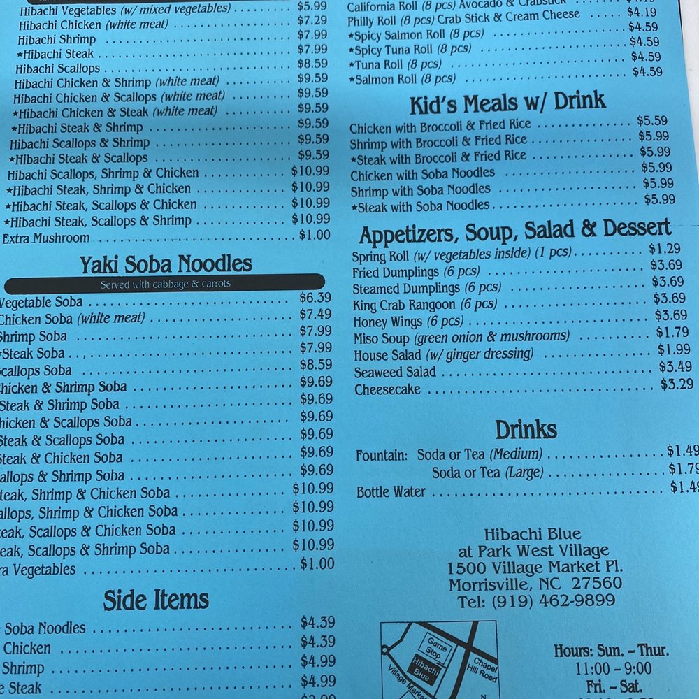 Hibachi Blue - Menu - Japanese Near Me - Morrisville, North Carolina Hibachi Blue - Menu - Japanese Near Me - Morrisville, North Carolina