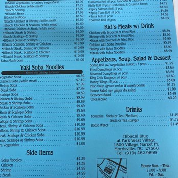 Hibachi Blue - Menu - Japanese Near Me - Morrisville, North Carolina