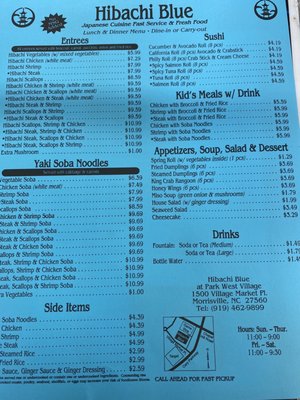 Menu photo 2 Hibachi Blue Morrisville, NC