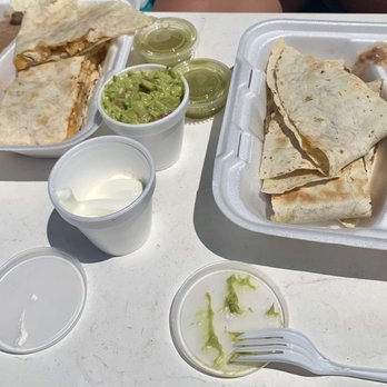 El Molcajete - Chicken and Steak quesadillas, with side guacamole and sour cream. - Mexican Near Me - Marathon, Florida