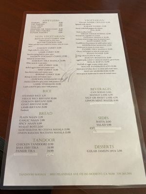 Menu photo 2 Tandoori Masala Modesto, CA Menu photo 2 Tandoori Masala Modesto, CA